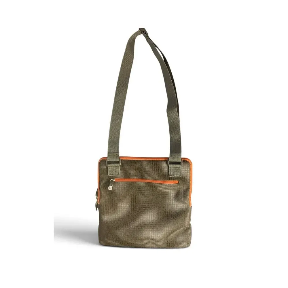 Vintage Urban Oxide UO2 Olive Green Rubber Crossbody Utility Bag, Y2K Messenger